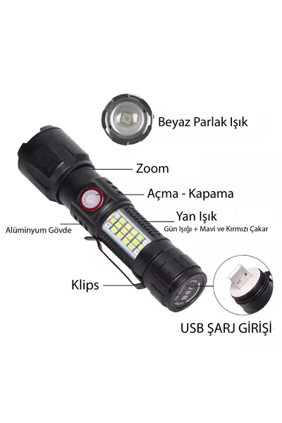 tusah PT-4511 USB ŞARJLI EL FENERİ