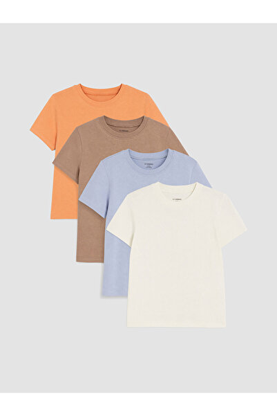 LC Waikiki Orange Crew Neck Boys' 4-Piece T-Shirt Set