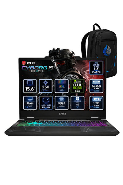 MSI Cyborg 15 Intel Core i7-13620H 16 GB DDR5 1 TB SSD RTX 5060 8 GB 15.6'' F...