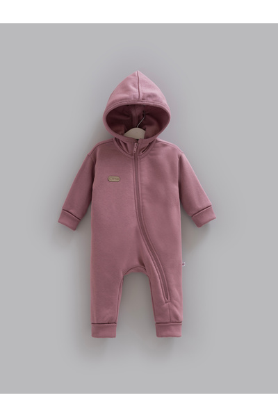 Caramell 3 Threaded Yarns Hooded Baby Girl Jumpsuit Winter Furry Hooded Jumpsuit