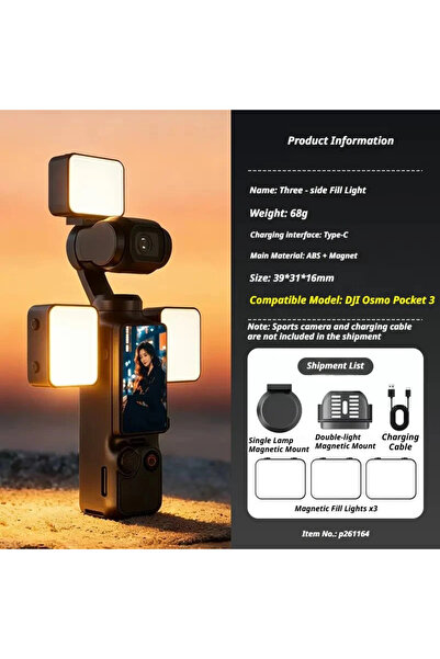 Choice 3 for pocket3 Magnetic Mini Light for DJI Osmo Pocket 4/Pocket 3 Porta...