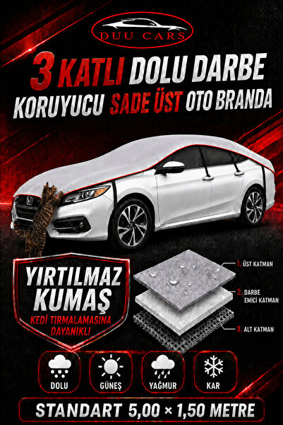 DUUCARS 3 Katlı 5,00×1,50 m Sade Üst Dolu Brandası