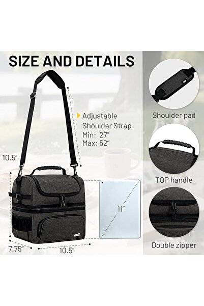 mier Dual Compartment Lunch Bag Tote with Shoulder Strap for Men and Women In...