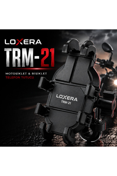 LOXERA TRM-21 Motosiklet Telefon Tutucu | Evrensel Gidon ve Ayna Bağlantılı Telefon Sabitleyici
