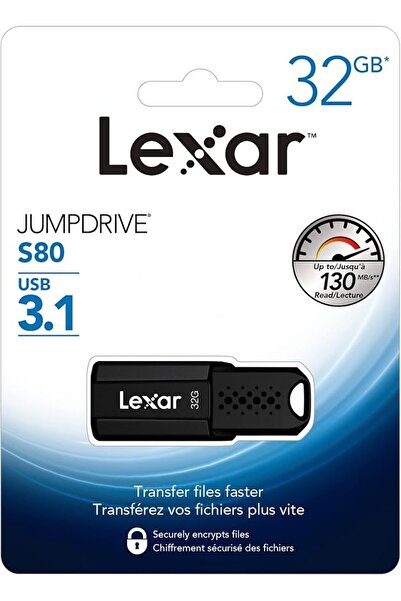 Lexar محرك أقراص فلاش JumpDrive S80 بسعة 128 جيجابايت، USB 3.1، سرعة قراءة تص...