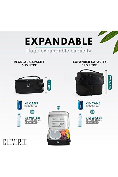 CLEVEREE حقيبة غداء معزولة - حقيبة تبريد - حقيبة غداء قابلة للتوسيع مناسبة لل...
