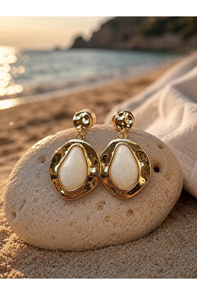 Elmosia Jewelry Gold Drop Shape Stone Dangle Earrings for Women Modern Women'...