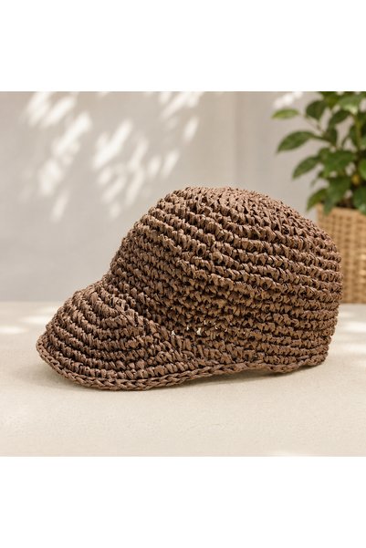 NurMood Art Decoration Handmade Raffia Straw Summer Visor Hat – Natural Look, Lightweight, and Stylish Women's Sun Hat