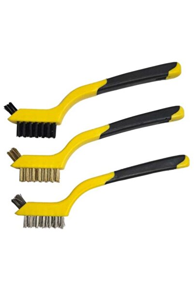 Generic 3-Piece Wire Brush Set with Stainless Steel, Brass & Nylon Bristles f...