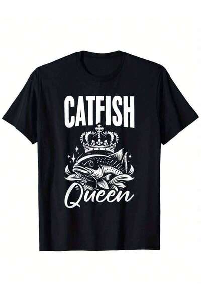 kai22 تي شيرت Catfish Queen Fisher Fishing Fisherman Catfishing Loose Style ج...