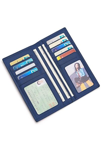 GENERAL محفظة رجالية طويلة ونحيفة من الجلد مع خاصية حجب RFID، حامل رقيق للشيكات
