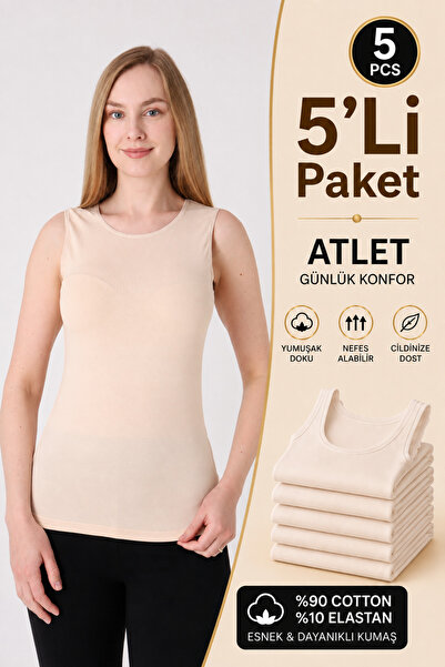 Altınay قميص داخلي نسائي بحزام سميك مكون من 5 قطع - 90% قطن