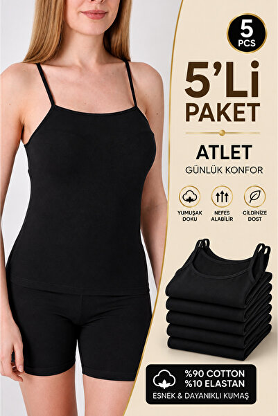 Altınay Women's 5-Pack Cotton Strap Undershirts - 90% Cotton