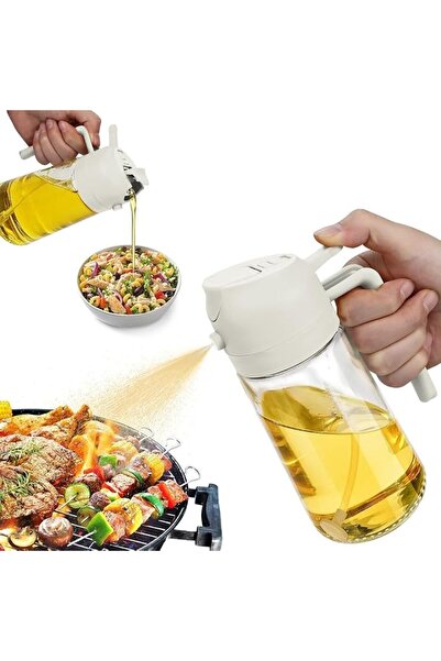TRASSLE 16oz Glass Oil Dispenser - 2-in-1 Adjustable Sprayer & Pourer Bottle ...