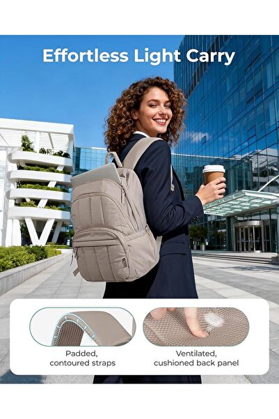 BAGSMART College Laptop Backpack,Cute Travel Backpack for Women,Quilted Compu...