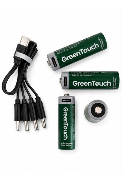 greentouch AA USB-C Şarj Edilebilir Kalem Pil — 4'lü
