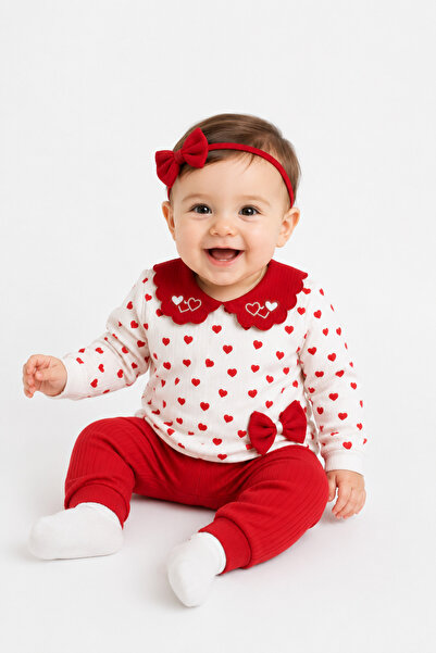 mini kanka Baby Girl 0-24 Months Pan Collar Detailed 100% Cotton Baby Girl Tw...