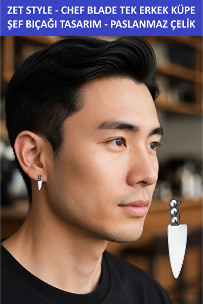ZETCONCEPT أقراط Zet Style Chef Blade Tek للرجال - أقراط بتصميم شيف بليد من ا...
