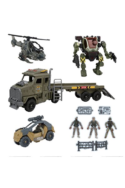 OEM Set de joacă militar: Robot, Elicopter, Camion + 3 Figurine cu Lumini și ...