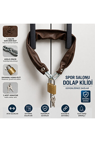 beneficio 1. Quality Brown Leather Case Chain Locker Lock Gym Dormitory Padlock