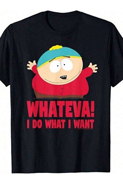 LİNA06 South Park Cartman Classic Fit T-Shirt - Black Crew Neck, Short Sleeve...