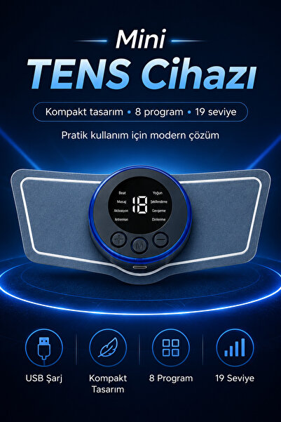 Uniquem Mini Tens Cihazı 8 Modlu Vücut Kas Ems Akım Masaj Cihazı Fizik Tedavi...
