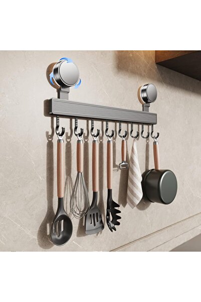 STARSTAR No-drill suction cup kitchen hooks | 8 hooks, 40 cm long, 20 kg load...