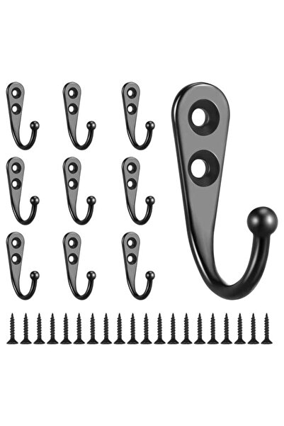 Morvena Picks Pachet de 10 cârlige negre minimaliste, suport pentru haine mon...