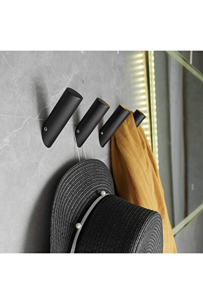 STARSTAR This four-piece black wall hook set is suitable for bathroom items s...