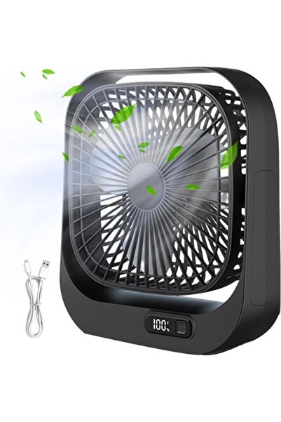 Morvena Picks Ventilator de birou, reîncărcabil prin USB, silențios, afișaj d...