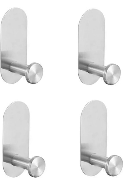 STARSTAR Stainless steel adhesive hooks, strong no-drill wall hooks, 4-pack
