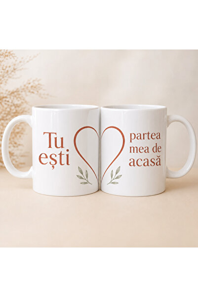 Miutic Print Studio Set 2 căni ceramice Tu ești partea mea de acasă, model in...