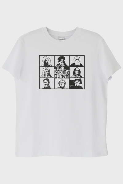 lofux The Brainy Bunch Science People Printed White T-Shirt