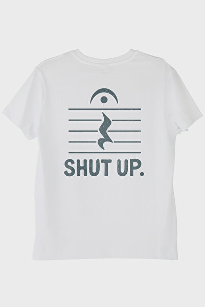lofux Minimalist'Shut up' Music Themed Humorous White T-Shirt