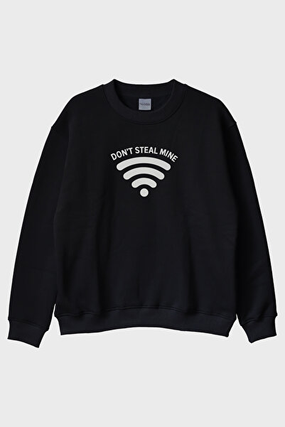 lofux Don'T Steal Mine Black Crew Neck Sweatshirt
