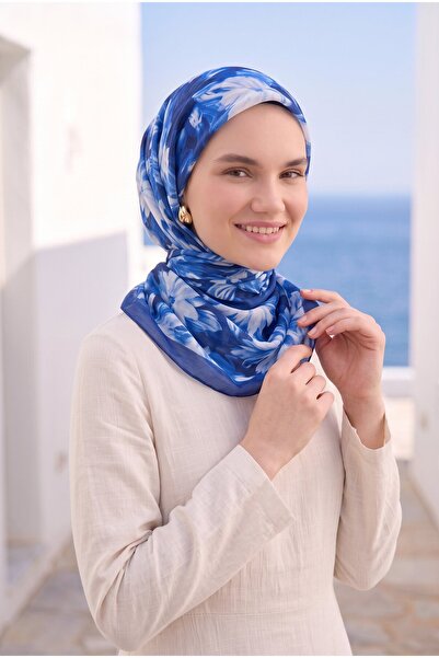 EBRUTESETTÜR سلسلة الأوشحة الزهرية باللون الأزرق الداكن