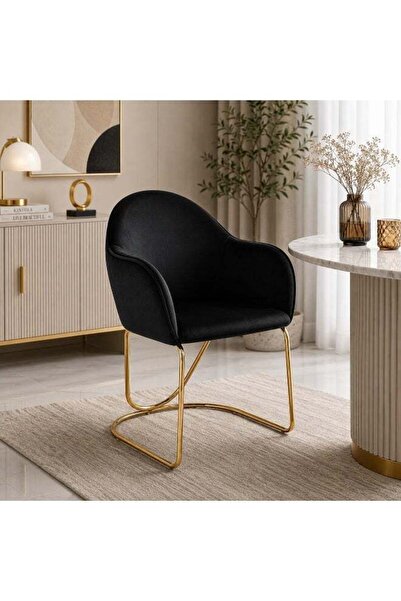 N.zone Modern Luxury Velvet Upholstered Dining Chair with Soft Fabric and Gol...