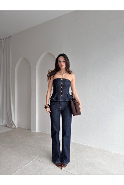 Mooi Butik Giovan Denim Suit 4214 - Navy Blue