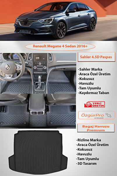 Sahler Renault Megane 4 Sedan 2016 ve Sonrası 4.5D Paspas Rizline Premıum Bag...