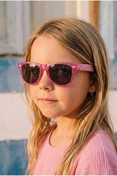 Chunky Frame نظارات شمسية مرخصة للأطفال من Curly Girls باللون الوردي اللامع م...