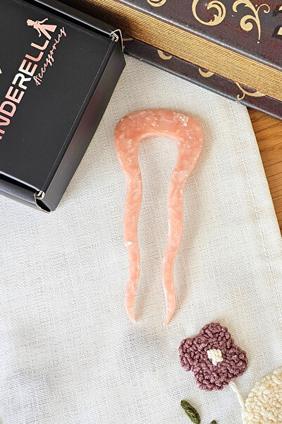 Cinderella Pearlescent Pink Zigzag Acetate Bone U Bun Hairpin 11cm - French P...