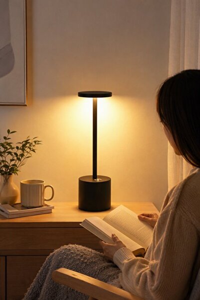 Generic مصباح مكتب معدني قابل لإعادة الشحن بدون أسلاك مع إضاءة LED قابلة للتع...