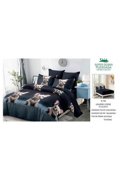 Pucioasa Set de lenjerie de pat gros Finet, 6 piese, cearșaf cu elastic BBA70