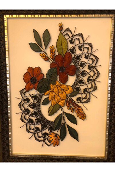 El Yapımı Dantel Motifli Floral Filografi Tablosu