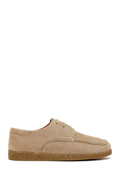 Derimod Men's Beige Lace-Up Suede Leather Casual Shoes 26Sfd766810