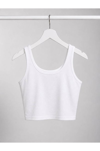 Esinty Women's White Thin Strap Crop Tank Top
