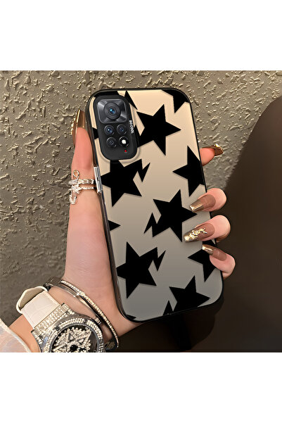 PATTERNOVA Redmi Note 11 Pro 4G/5G Uyumlu Moda siyah yıldız kılıf, silikon ya...