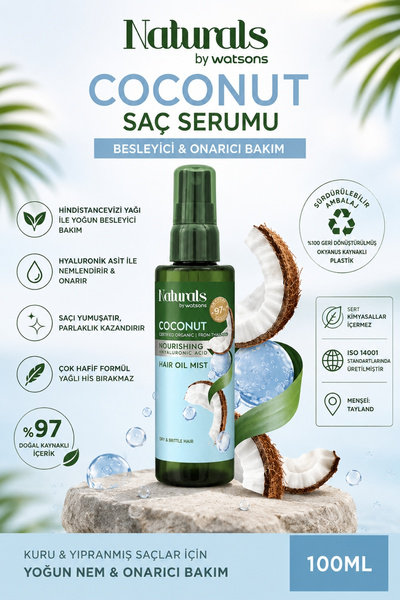 Naturals By Watsons Repairing & Shine-Enhancing: Coconut Hair Serum 100 ml - ...