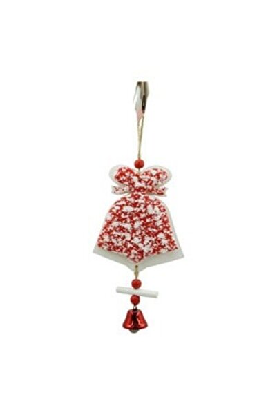 Rao Ornament de Brad Clopotel din Tweed, Alb/rosu, Lemn, 18 Cm