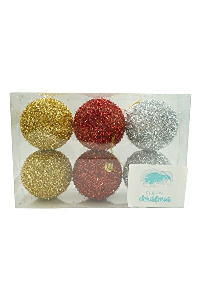 Rao Set de 6 Ornamente de Brad, de Tip Glob, Multicolor, cu Ø de 8 Cm, din Po...